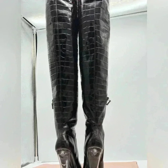 LUCITE 100 WEDGE BOOT Croc Print Brand New Size 7 - Picture 10 of 17